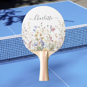 Monogramm-Wasserfarbe-Ländliche schöne Wildblumenw Tischtennis Schläger