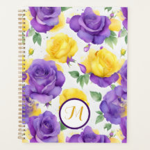 Monogramm Wasserfarbe Lila Gelb Rosa