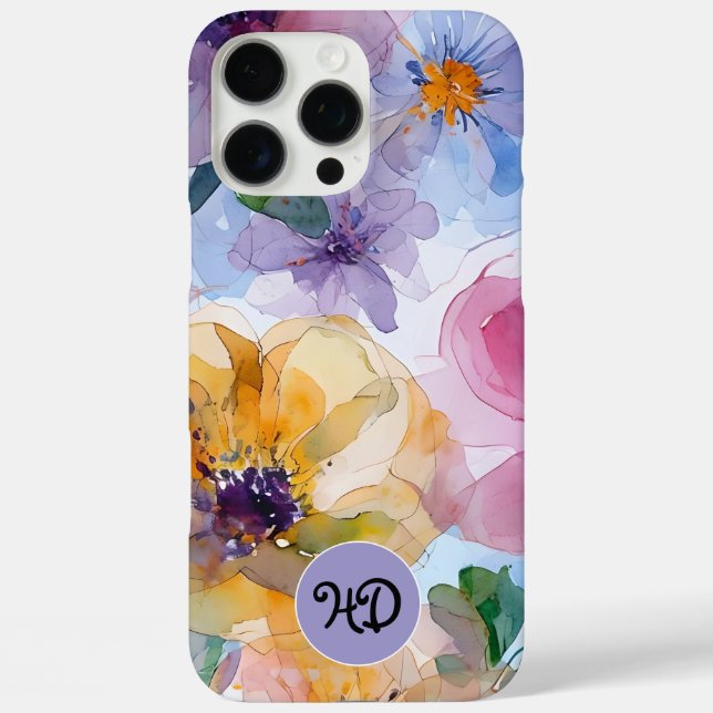 Monogramm Wasserfarbe Pastell iPhone-Hülle iPhone 16 Pro Max Hülle (Rückseite)