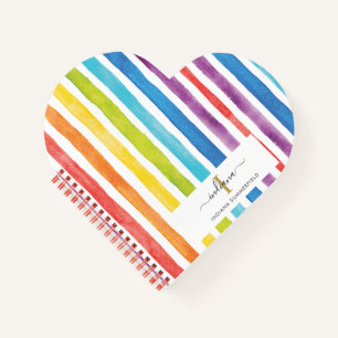 Monogramm Wasserfarbe Regenbogen Bunte Streifen Na Notizbuch