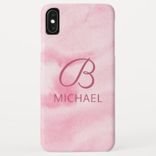 Monogramm Wasserfarbe Rosa Personalisierter Name Case-Mate iPhone Hülle