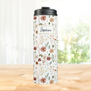 Monogramm Wasserfarbe Vintage Wildblumen Blumenmus Thermosbecher