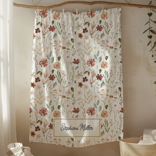 Monogramm-Wasserfarbe-Wildblumen-Blumen-Botanik Fleecedecke