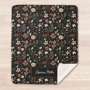 Monogramm-Wasserfarbe-Wildblumen-Blumen-Botanik Sherpadecke