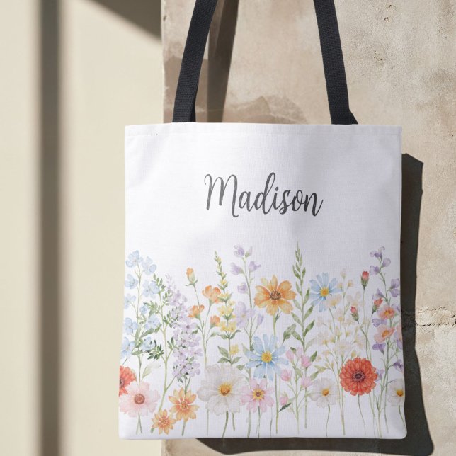 Monogramm-Wasserfarbe-Wildblumen-Blumen-Botanik Tasche (Von Creator hochgeladen)