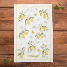 Monogramm-Wasserfarbe-Zitrus-Limonen-Blumen-Botani