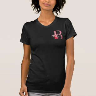 Monogramm-Wasserfarben-Blumen-Roségold-Alphabet B T-Shirt