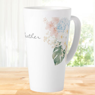 Monogramm-Wasserfarben-Tropenblumenstrauß Floral Milchtasse