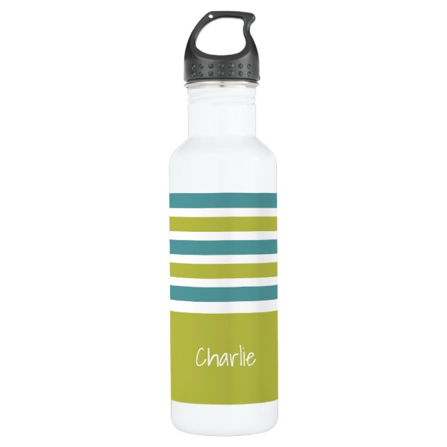 Monogramm-Wasserflaschen des Streifen-Musters Trinkflasche (Vorderseite)