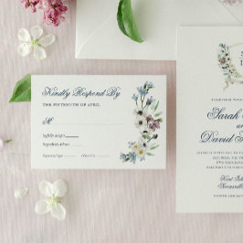 Monogramm Watercolor Floral Wedelungskarte Einladung