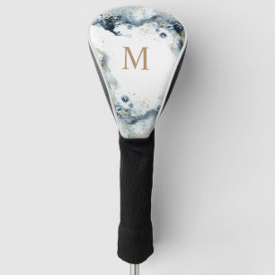 Monogramm Watercolor Gold Waves Golf Headcover