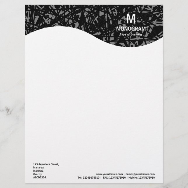 Monogramm Wave - Abstrakte Linien - Grau Briefkopf (Vorderseite)