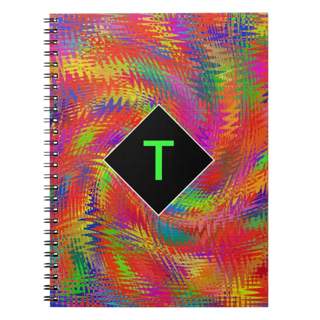Monogramm-Weben-Regenbogen Notizblock (Vorderseite)