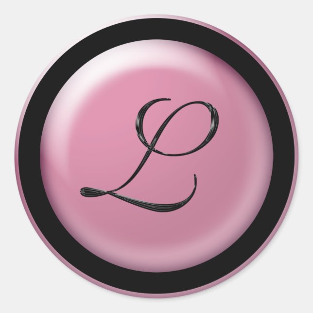 Monogramm Wedding L Runder Aufkleber (Vorderseite)