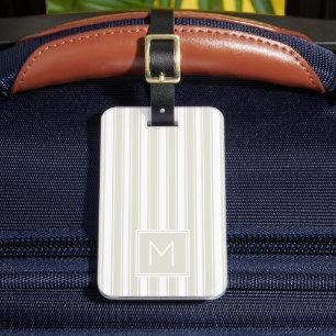 Monogramm weich beige und weiße Bördelstreifen Gepäckanhänger