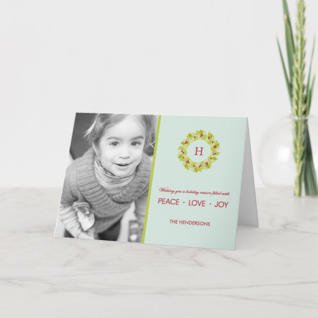 Monogramm Weihnachts-/Feiertagskarte Feiertagskarte (Vorderseite)