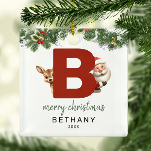 Monogramm Weihnachtsbaum für Kinder Buchstabe B  Ornament Aus Metall