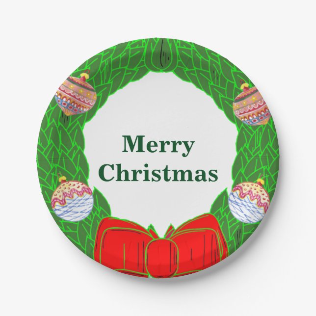 Monogramm Weihnachtsdruckpapier Teller 7" (Vorderseite)