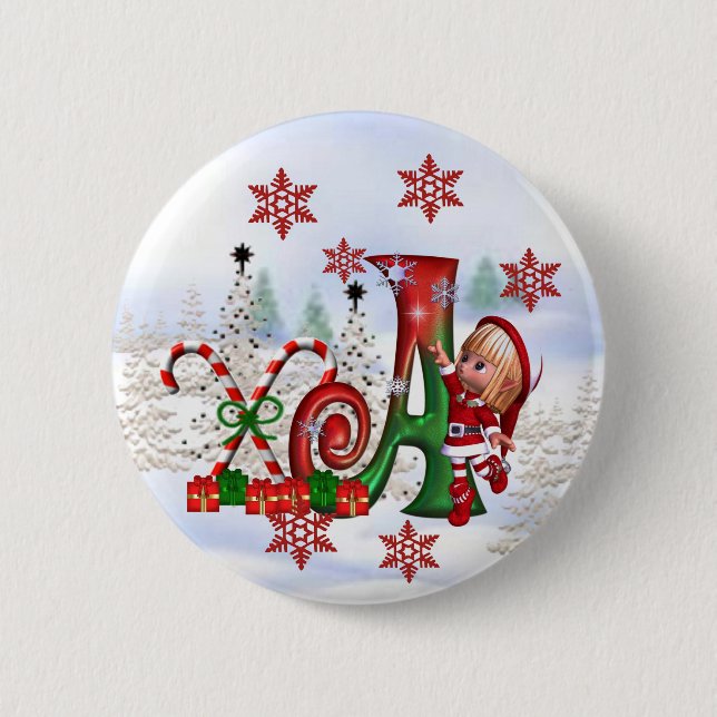 Monogramm-Weihnachtsknopf A Button (Vorderseite)