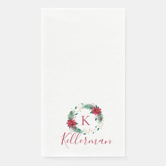 Monogramm Weihnachtskranz-Badehandtücher Serviette (Vorderseite)