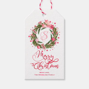 Monogramm-WeihnachtsKranz Geschenkanhänger