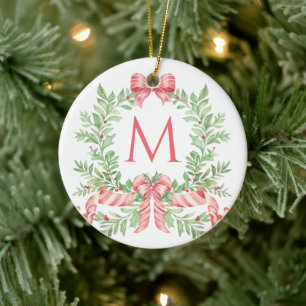 Monogramm-Weihnachtskranz Keramik Ornament