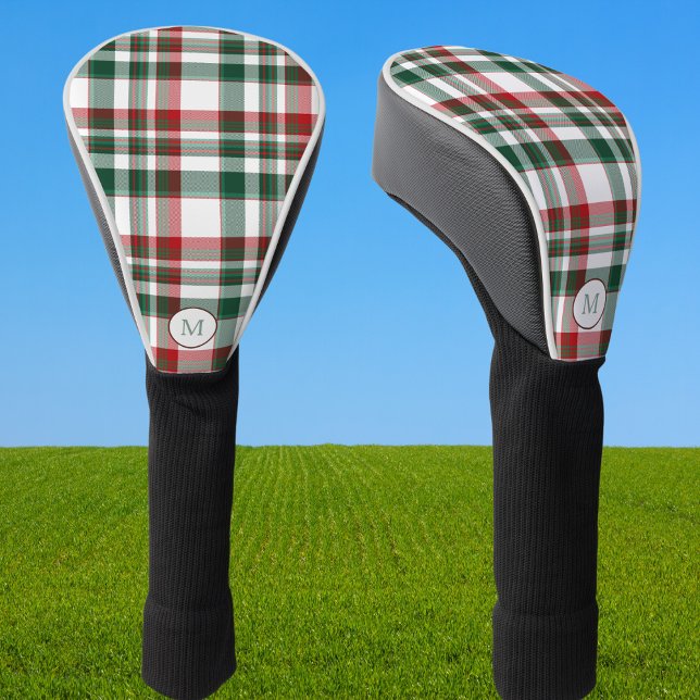 Monogramm Weihnachtsrot und Grün Kariert Golf Headcover (Von Creator hochgeladen)