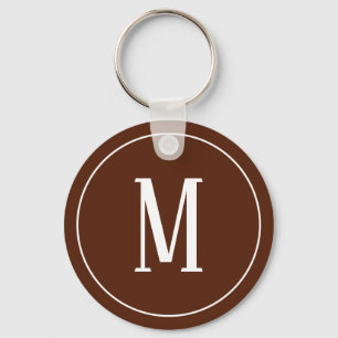 Monogramm-Weiß auf Brown-Schlüsselanhänger Schlüsselanhänger