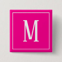 Monogramm Weiß auf der Taste "Hot Pink Square"