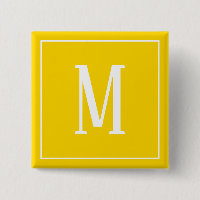 Monogramm Weiß auf goldgelben Knopf