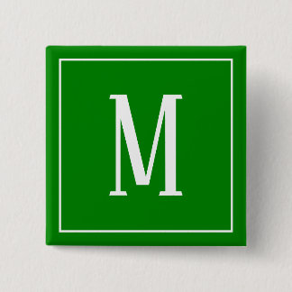 Monogramm Weiß auf grünem Knopf Button