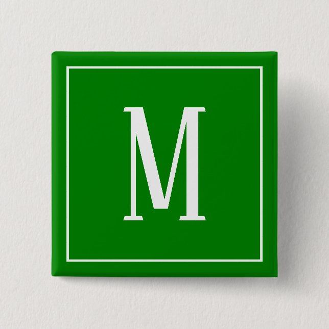 Monogramm Weiß auf grünem Knopf Button (Vorderseite)