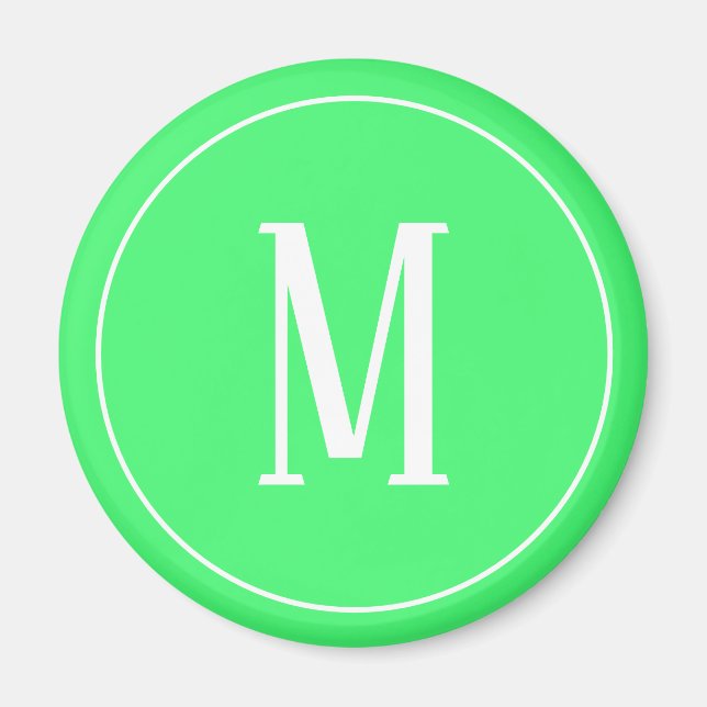 Monogramm Weiß auf Hellgrün Rundmagnet Magnet (Vorne)