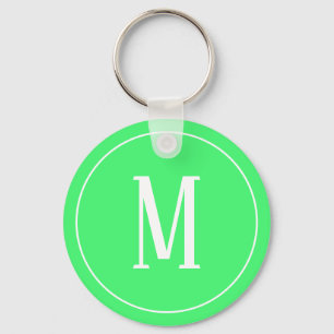 Monogramm-Weiß auf hellgrünem Schlüsselanhänge Schlüsselanhänger