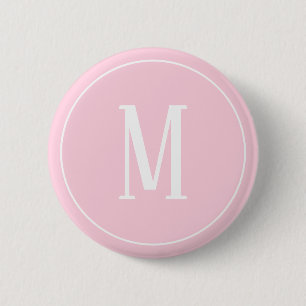Monogramm Weiß auf Hellrosa-Rundknopf Button