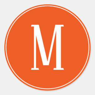 Monogramm-Weiß auf Leuchtorange-rundem Aufkleber