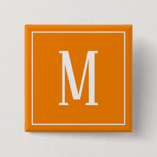 Monogramm Weiß auf orangem Knopf Button