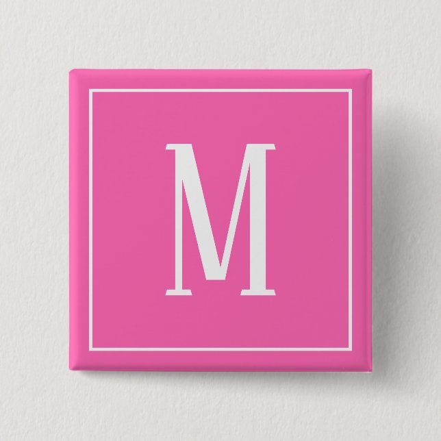 Monogramm Weiß auf rosa Taste Button (Vorderseite)
