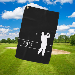 Monogramm-Weiß auf schwarzem Golfhandtuch