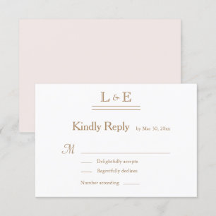 Monogramm Weiß Roségold Et-Zeichen Hochzeit RSVP Einladung