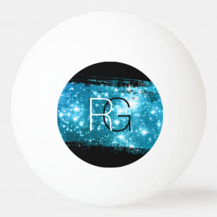 Monogramm weiß und schwarz, Stardust Brush Stroke Tischtennisball