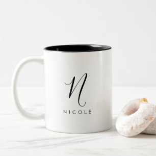 Monogramm weiß und schwarz zweifarbige tasse