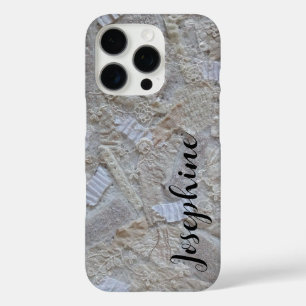 Monogramm Weißcreme-Kalligraphie abstrakt iPhone 16 Pro Hülle