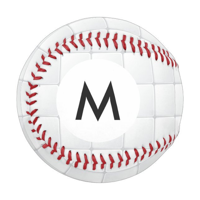 Monogramm Weiße Kachel Baseball (Vorderseite Links)