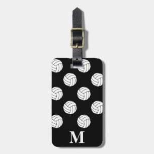 Monogramm weiße Volleyballbälle, schwarzer Gepäckt Gepäckanhänger