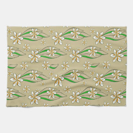 Monogramm weißer Blumenstrauß-Hintergrund Geschirrtuch