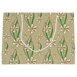 Monogramm weißer Blumenstrauß-Hintergrund Große Geschenktüte