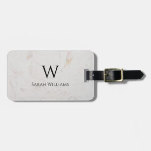 Monogramm Weißer Marmor Name Modern Schwarze Initi Gepäckanhänger