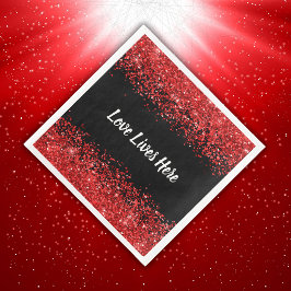 Monogramm - Weißer Text auf schwarz mit rotem Glit Serviette