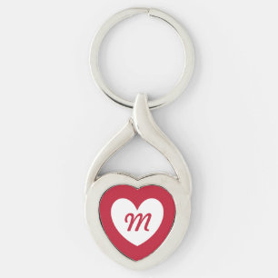 Monogramm weißes Herz in rot Schlüsselanhänger